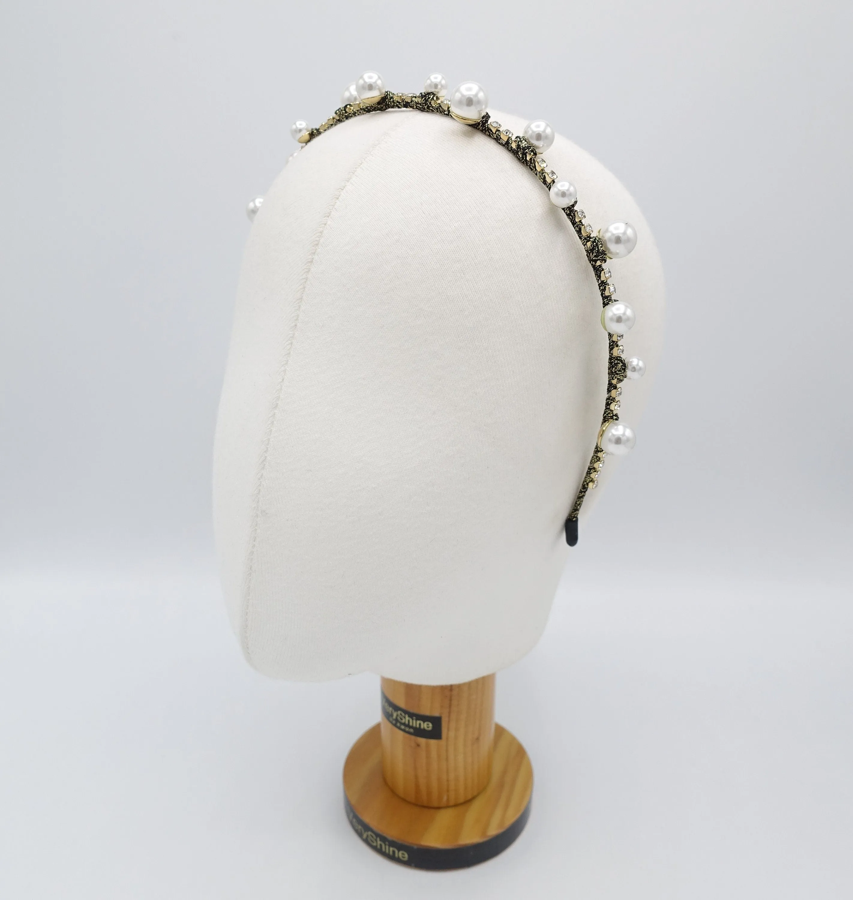 thin headband pearl rhinestone embellished hairband for women