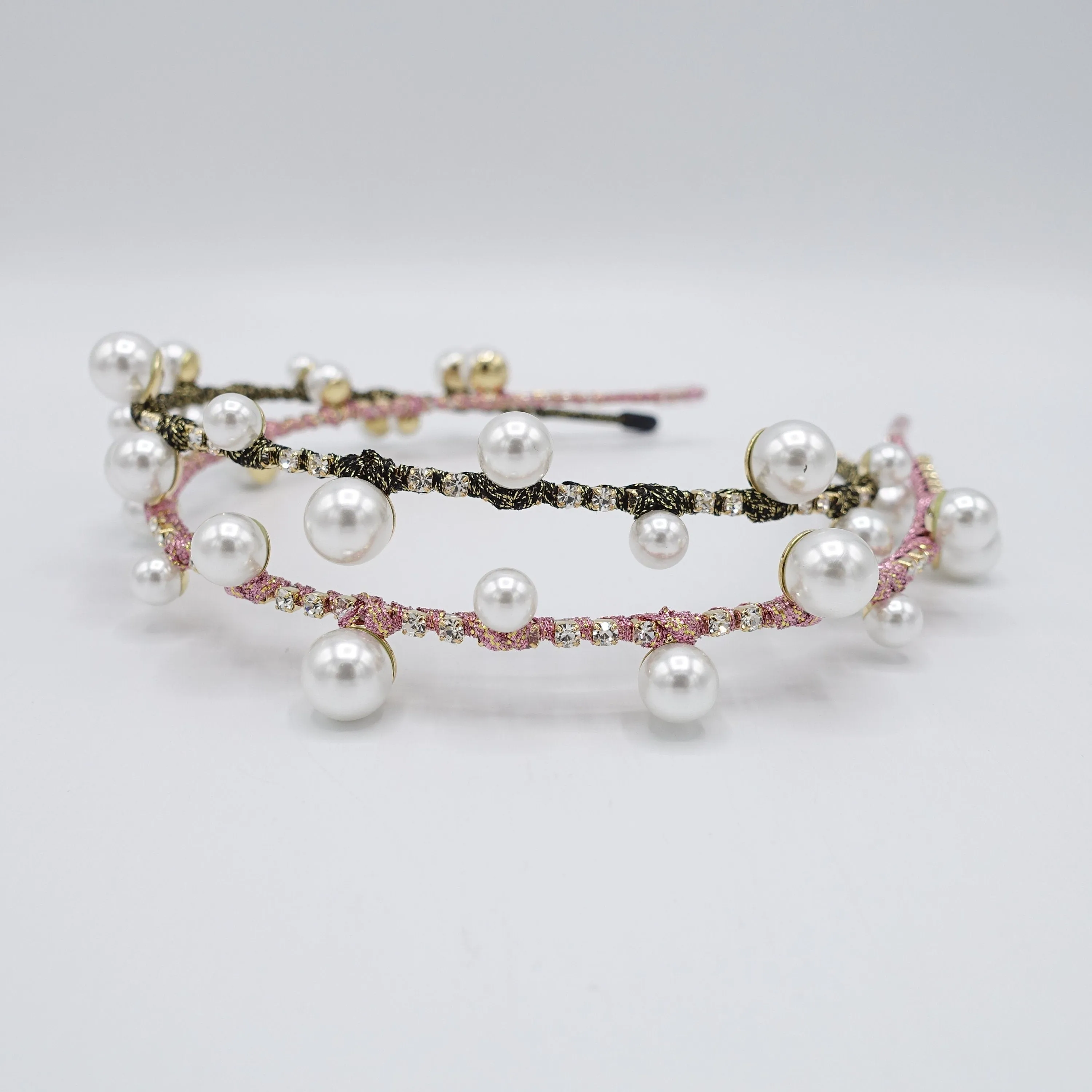 thin headband pearl rhinestone embellished hairband for women