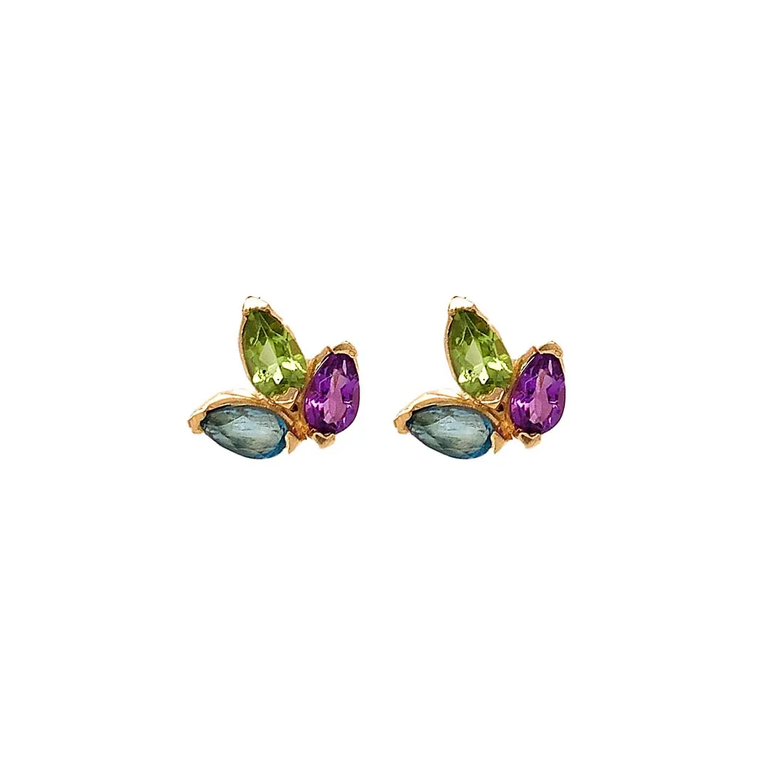 Three Leaves Stones Studs (More colors available)