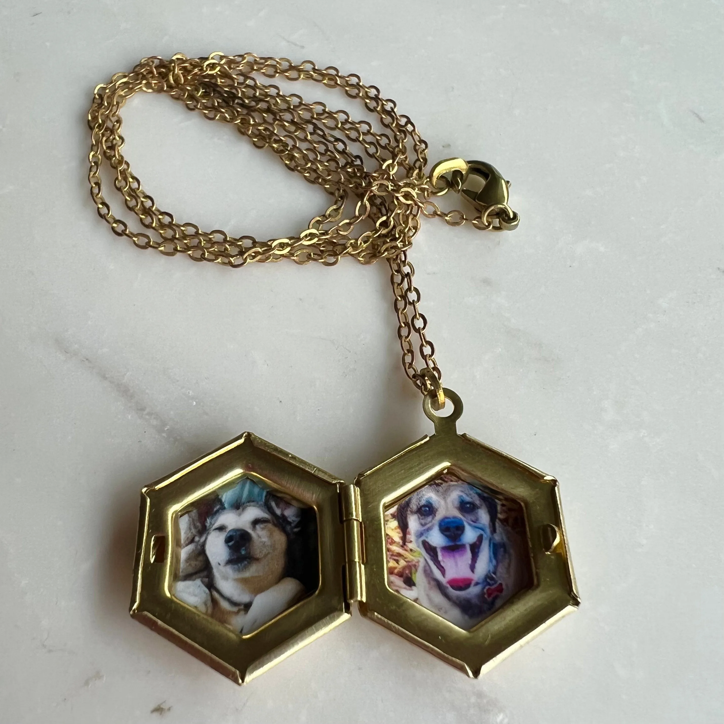 Tiny Gold Hexagon Locket