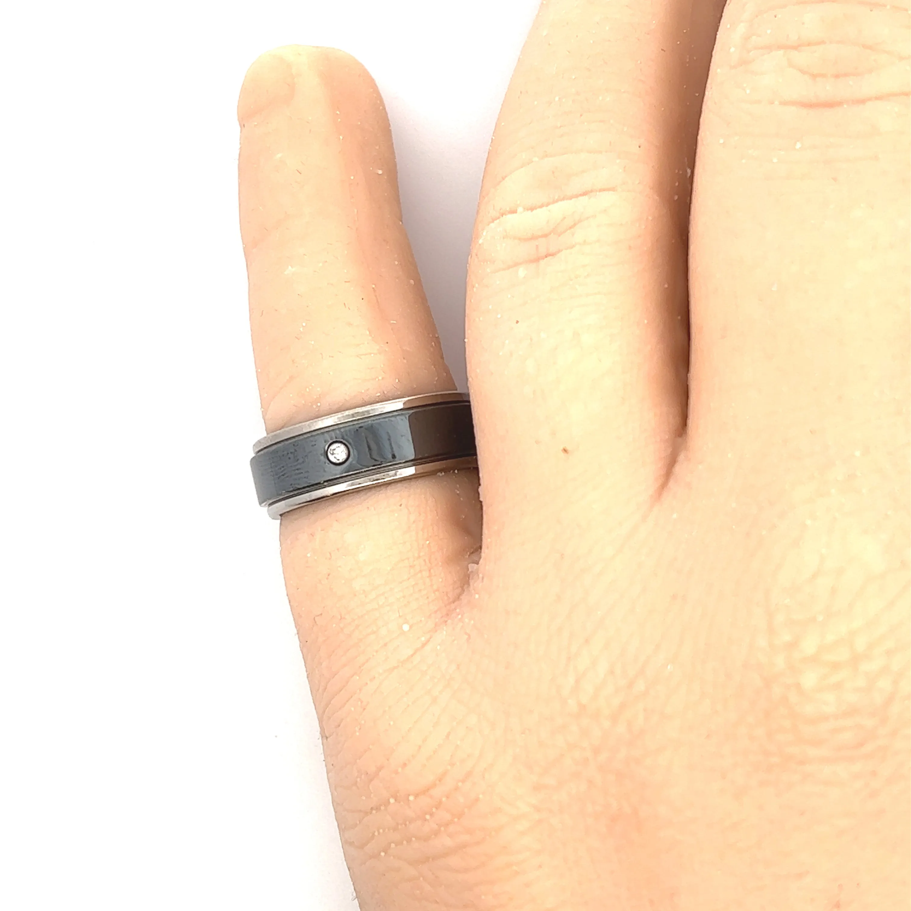 Titanium & Diamond Ring Wedding Band