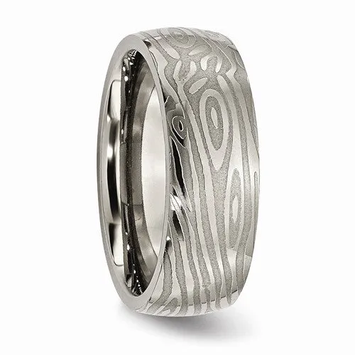 Titanium woodgrain pattern ring