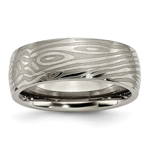 Titanium woodgrain pattern ring