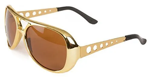 Toys Rockstar 50s, 60s Style Aviator Shades, Gold Celebrity Sunglasses 1 Pair