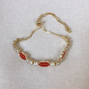 Treasure Jewels Red Acrylic Kiss Lips Bracelet