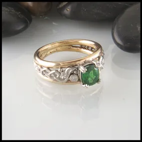 Tsavorite Cushion Custom Ring in Gold