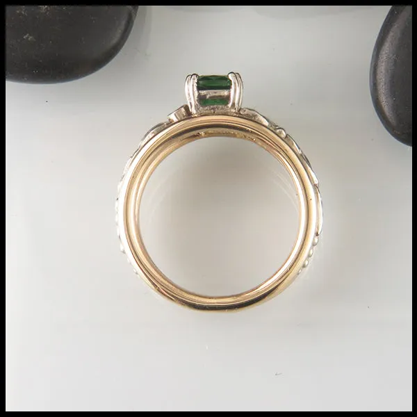 Tsavorite Cushion Custom Ring in Gold