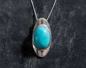 Turquoise Necklace - Blue Victorian Pendant - Large Turquoise Necklace