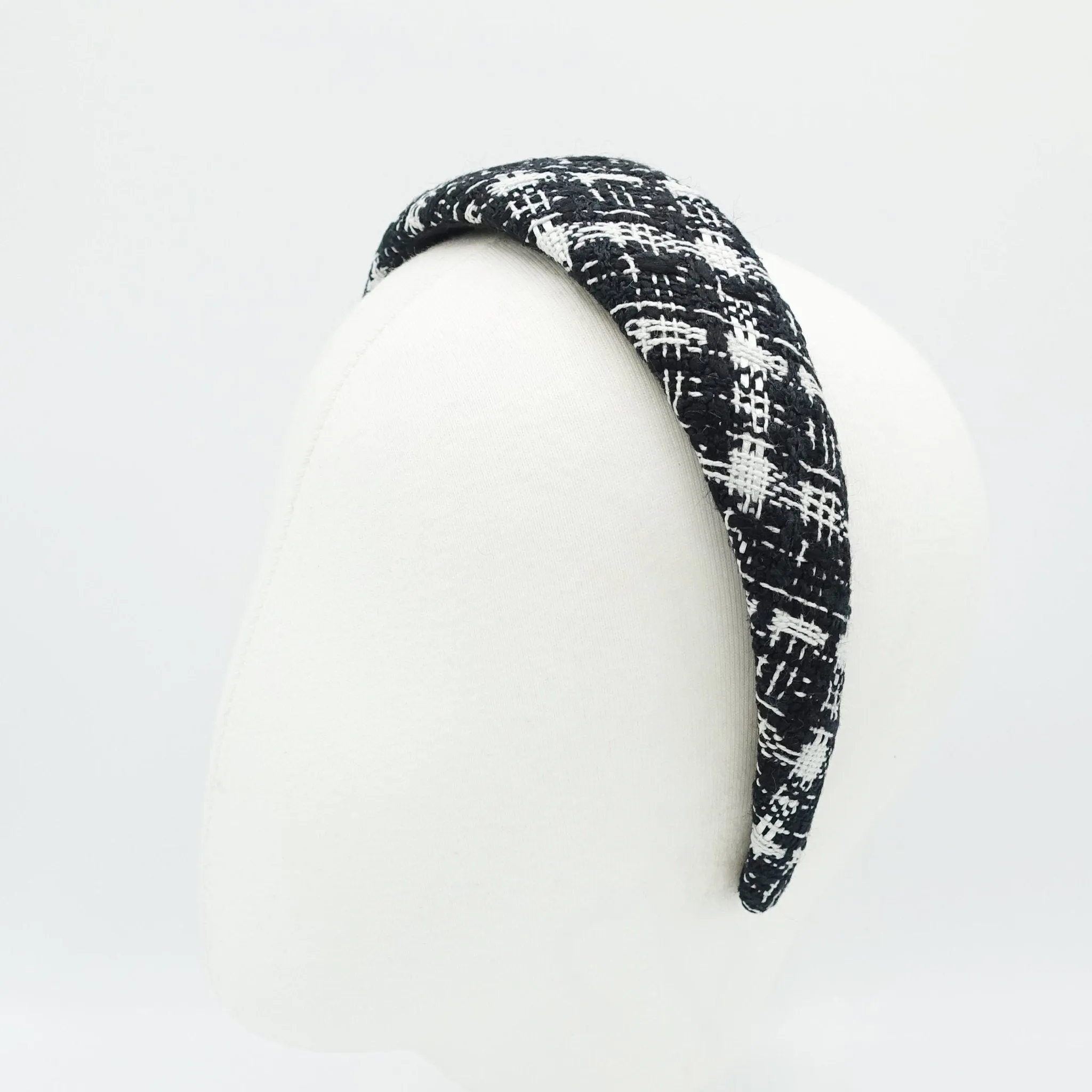 tweed plaid check headband padded hairband Fall Winter simple casual hair accessory for women