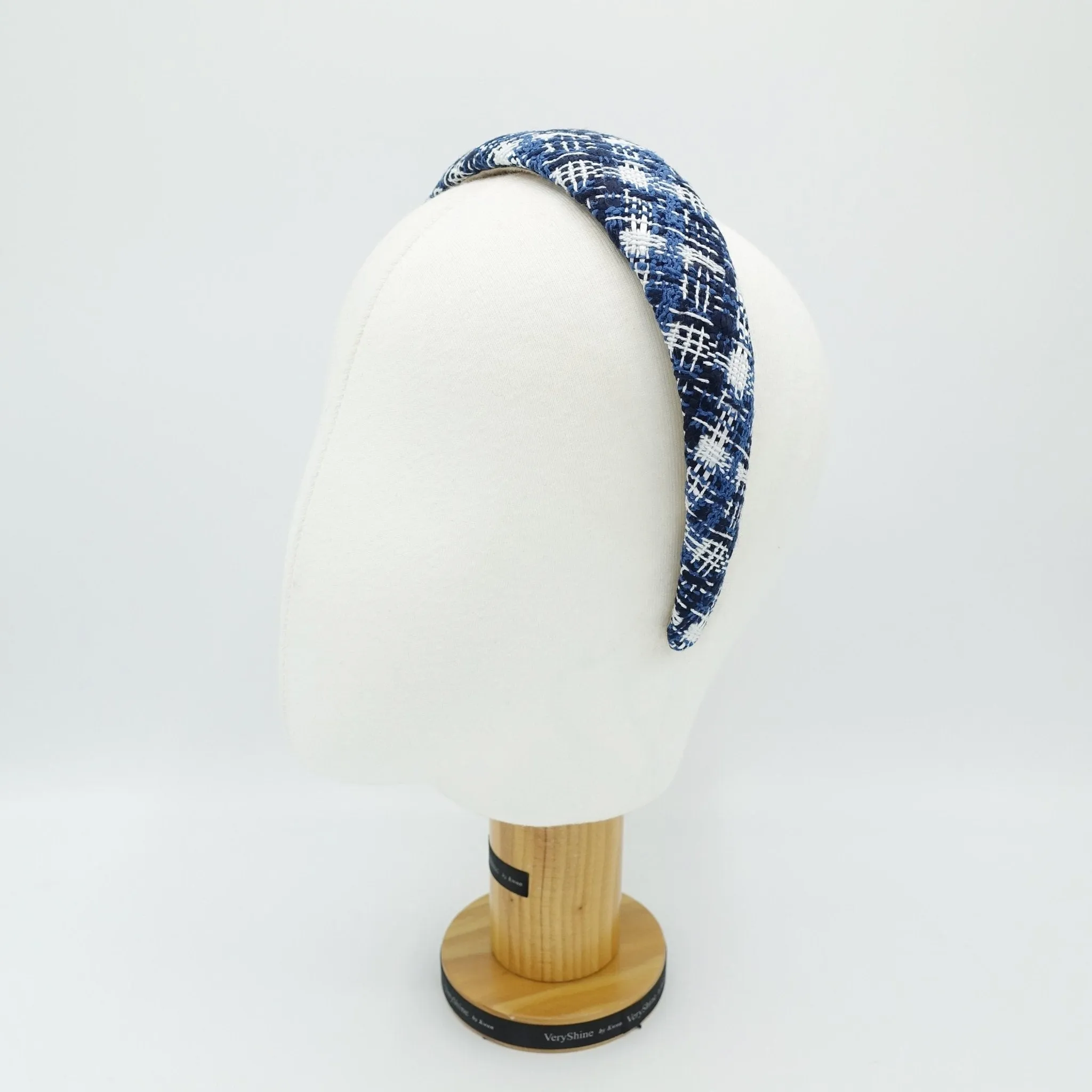 tweed plaid check headband padded hairband Fall Winter simple casual hair accessory for women