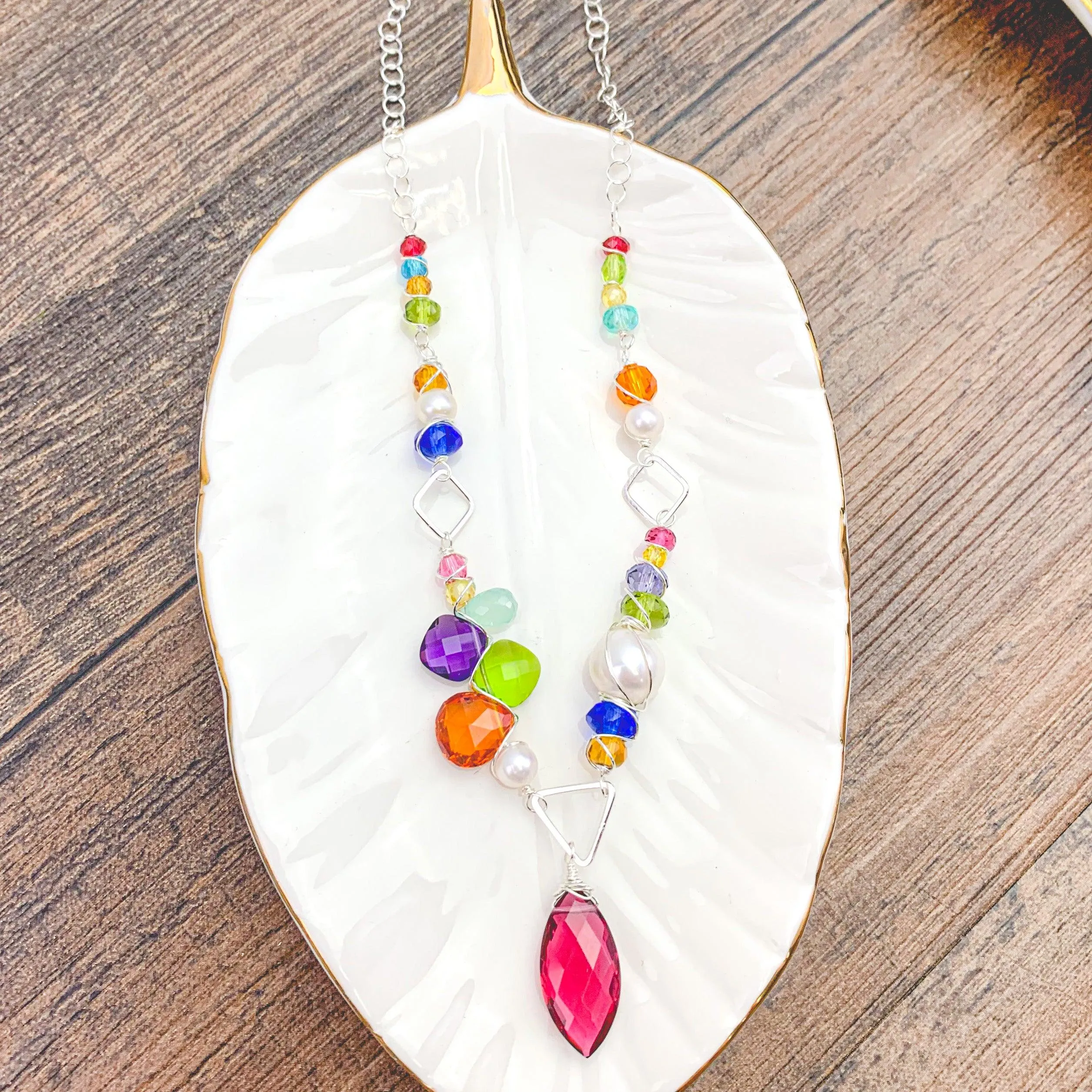 Unique Asymmetrical Colorful Kaleidoscope Necklace