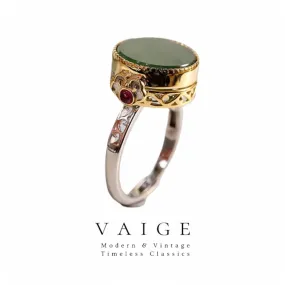 VAIGE Enchanting Jasper Gemstone Cocktail Ring in Earthy Tones