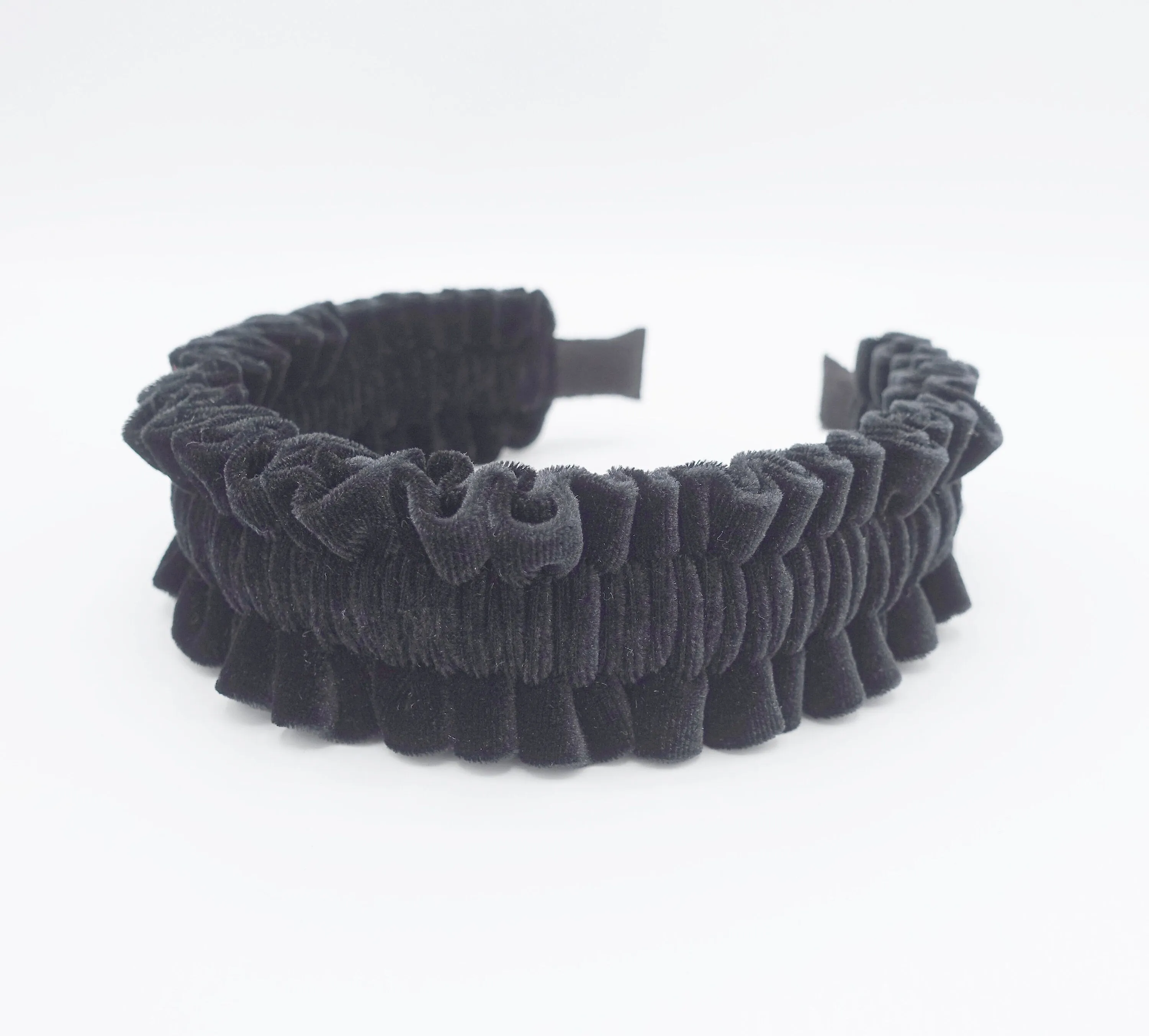 velvet pleats ruffle wave headband