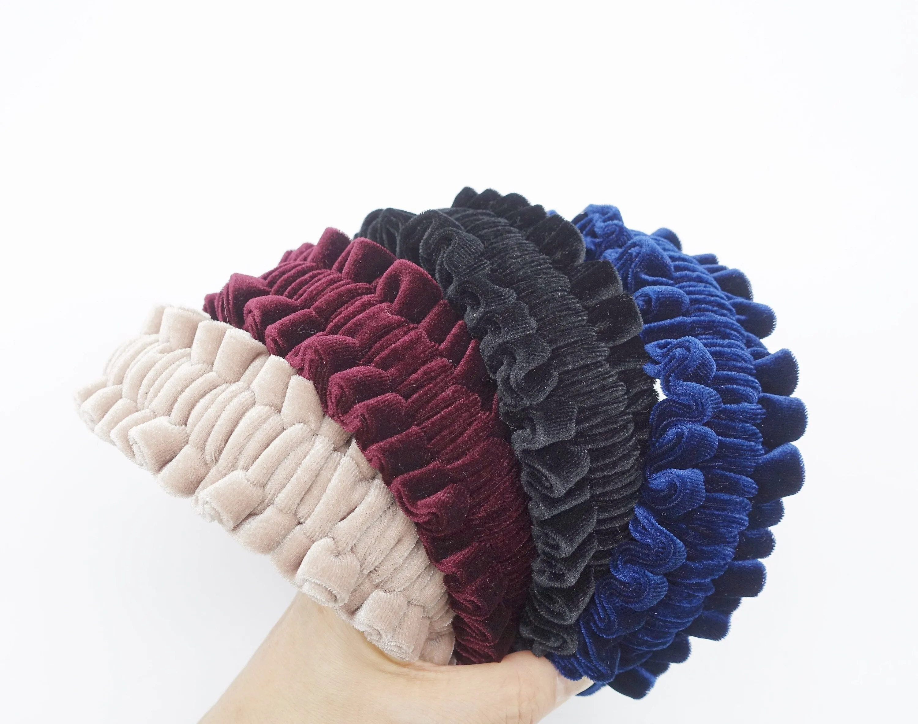 velvet pleats ruffle wave headband