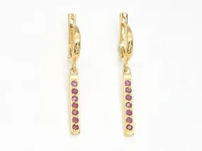 Vertical Ruby Earrings - Natural Ruby Earrings, Gold Ruby Earrings