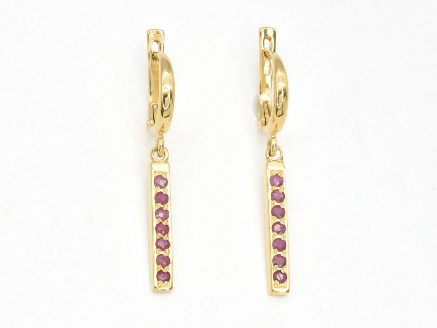 Vertical Ruby Earrings - Natural Ruby Earrings, Gold Ruby Earrings