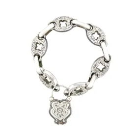 Victorian Sterling Silver Anchor Locket Bracelet