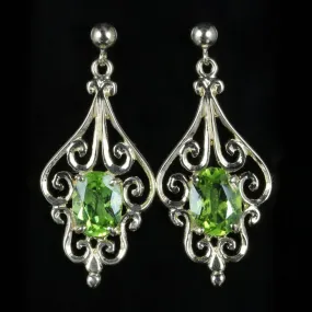 Victorian Style Peridot Earrings 9ct Gold