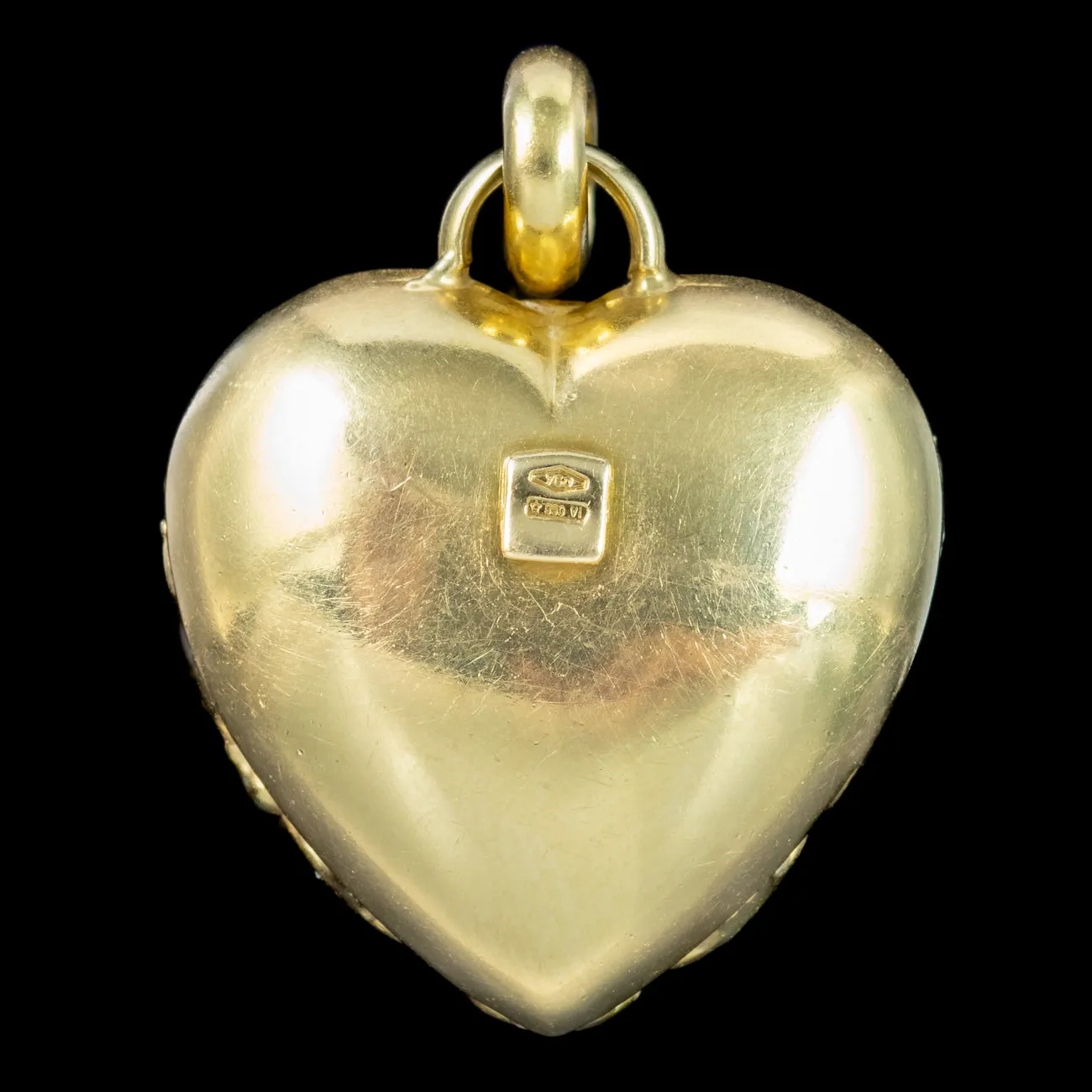 Vintage Harlequin Gemstone Heart Pendant 18ct Gold