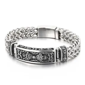 Vintage-Inspired Stainless Steel Men's Bracelet with Personalized Curved Design in Titanium Steel