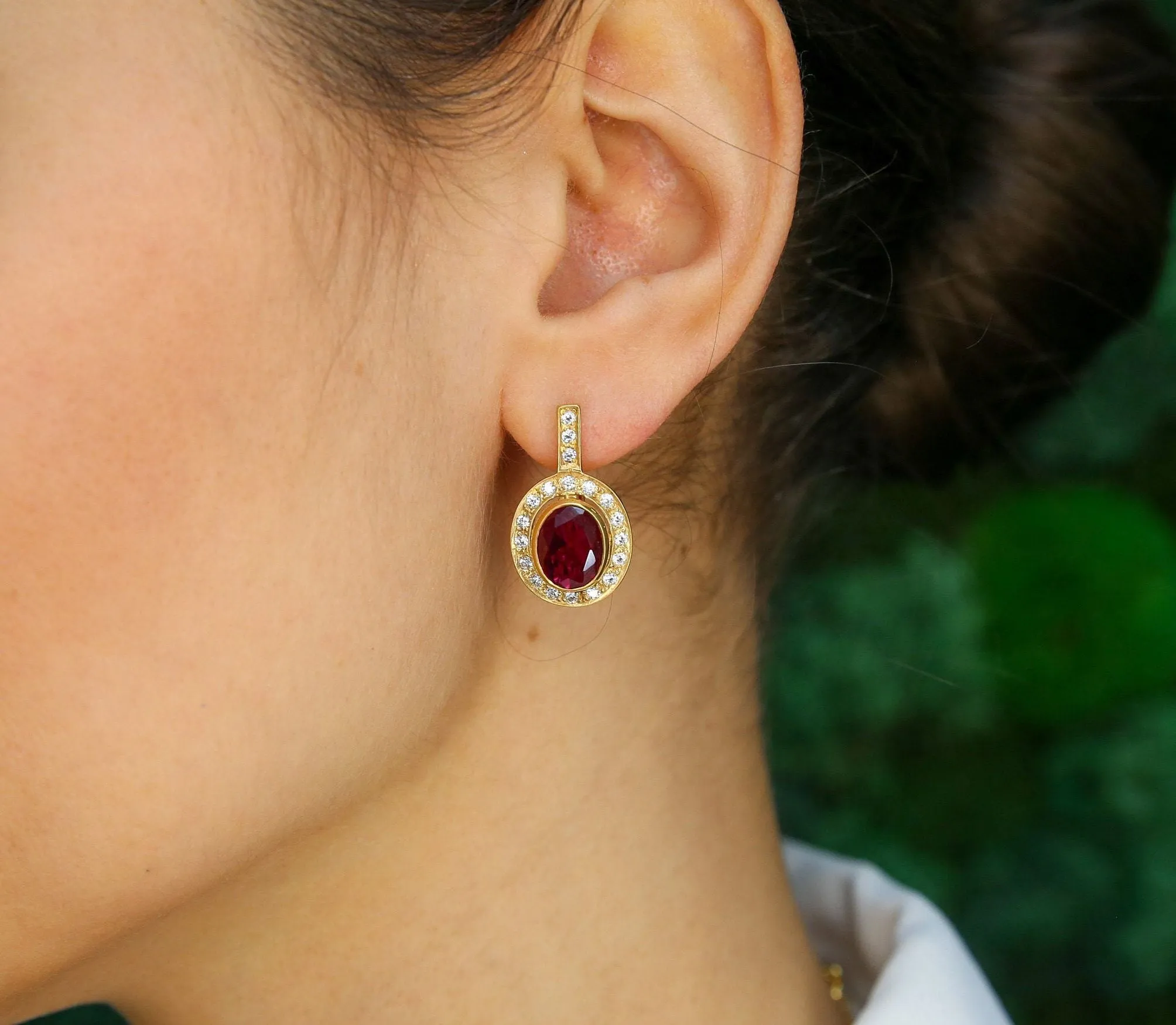 Vintage Ruby Earrings - Gold Ruby Earrings, July Birthstone Earrings