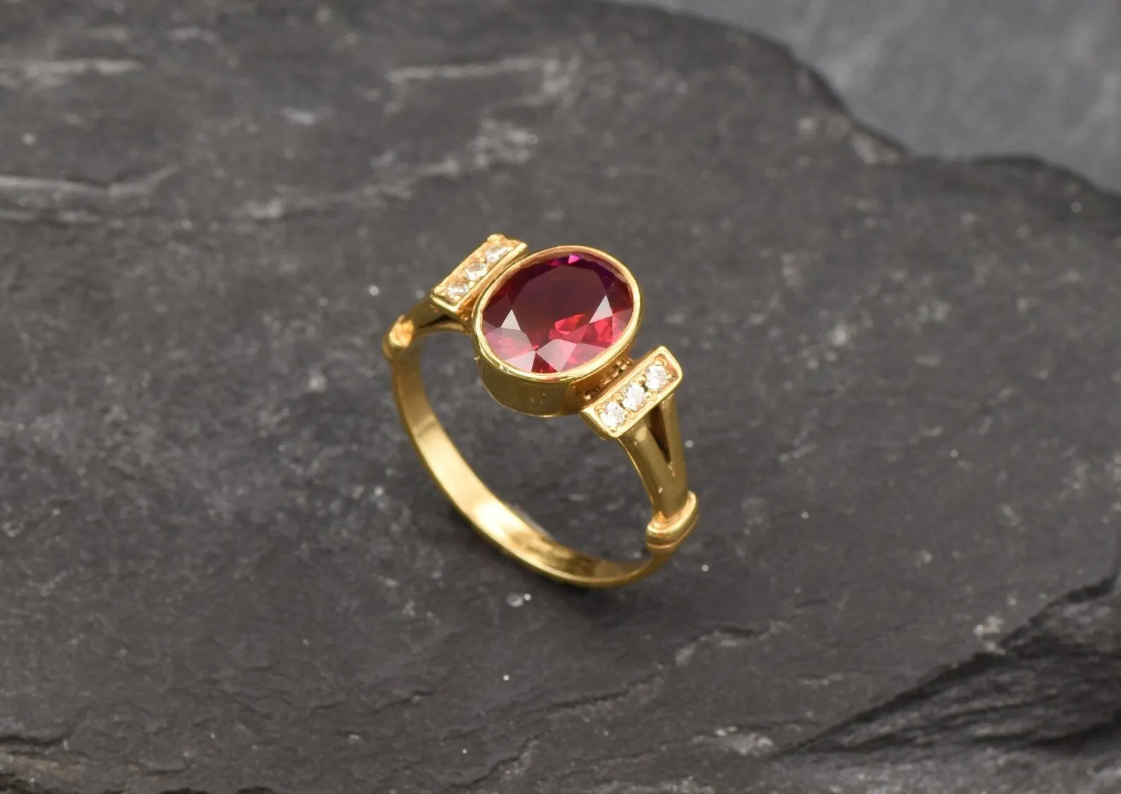 Vintage Ruby Ring - Gold Ruby Ring - July Birthstone Ring