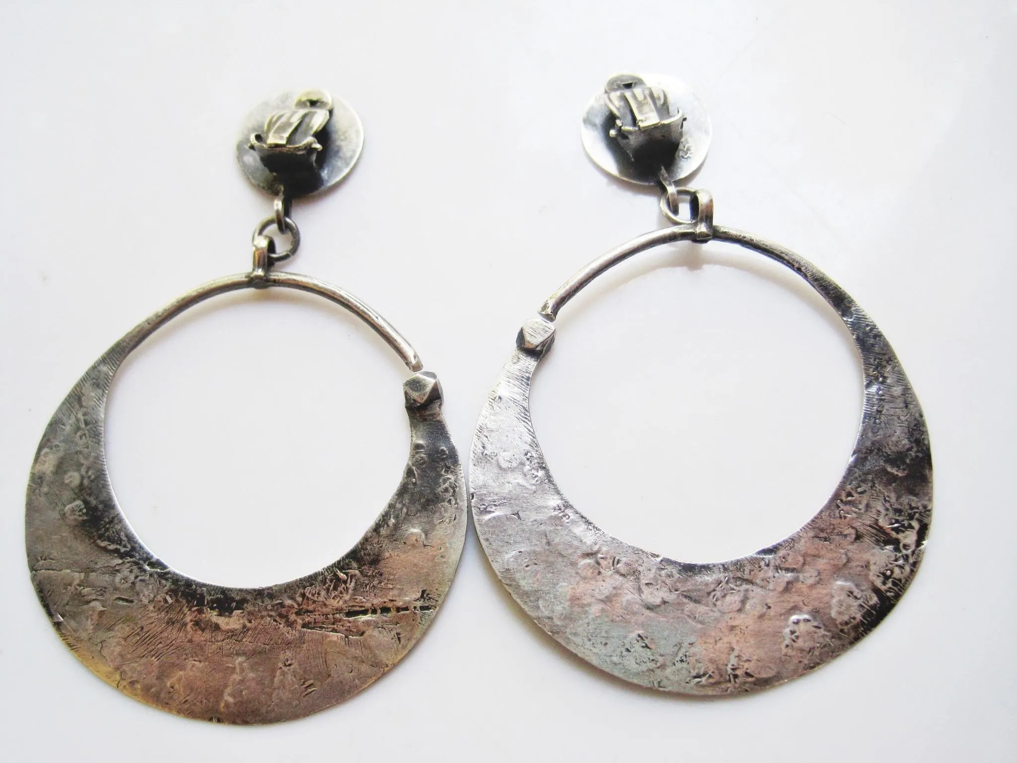 Vintage Silver Nubian Hoop Clip On Earrings