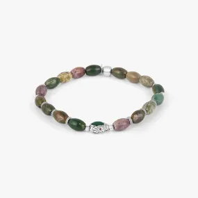 Viper Bracelet In Rhodium Plated Siilver and Indian Jasper