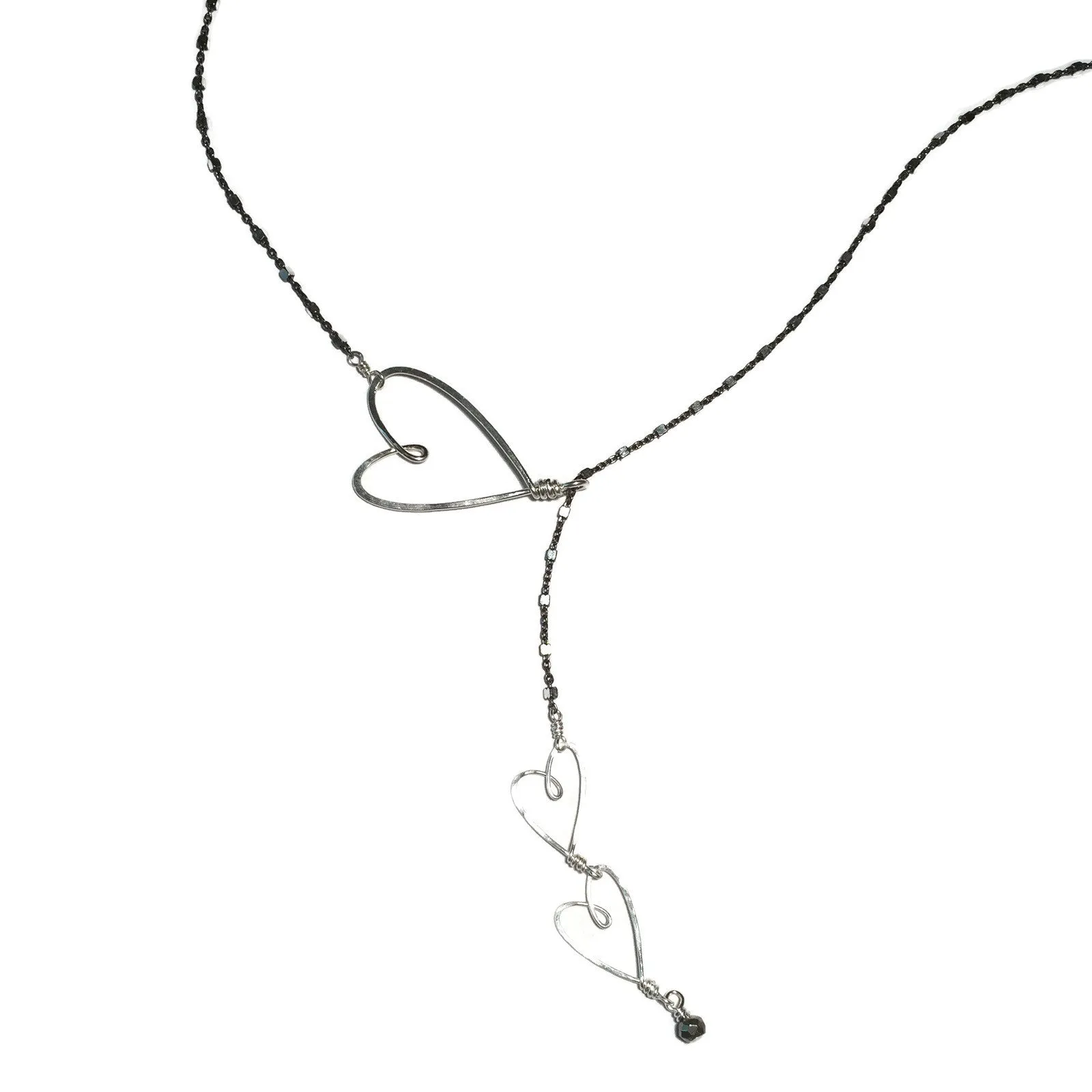 W- oxidized sliding hearts necklace OSHN-*-16 