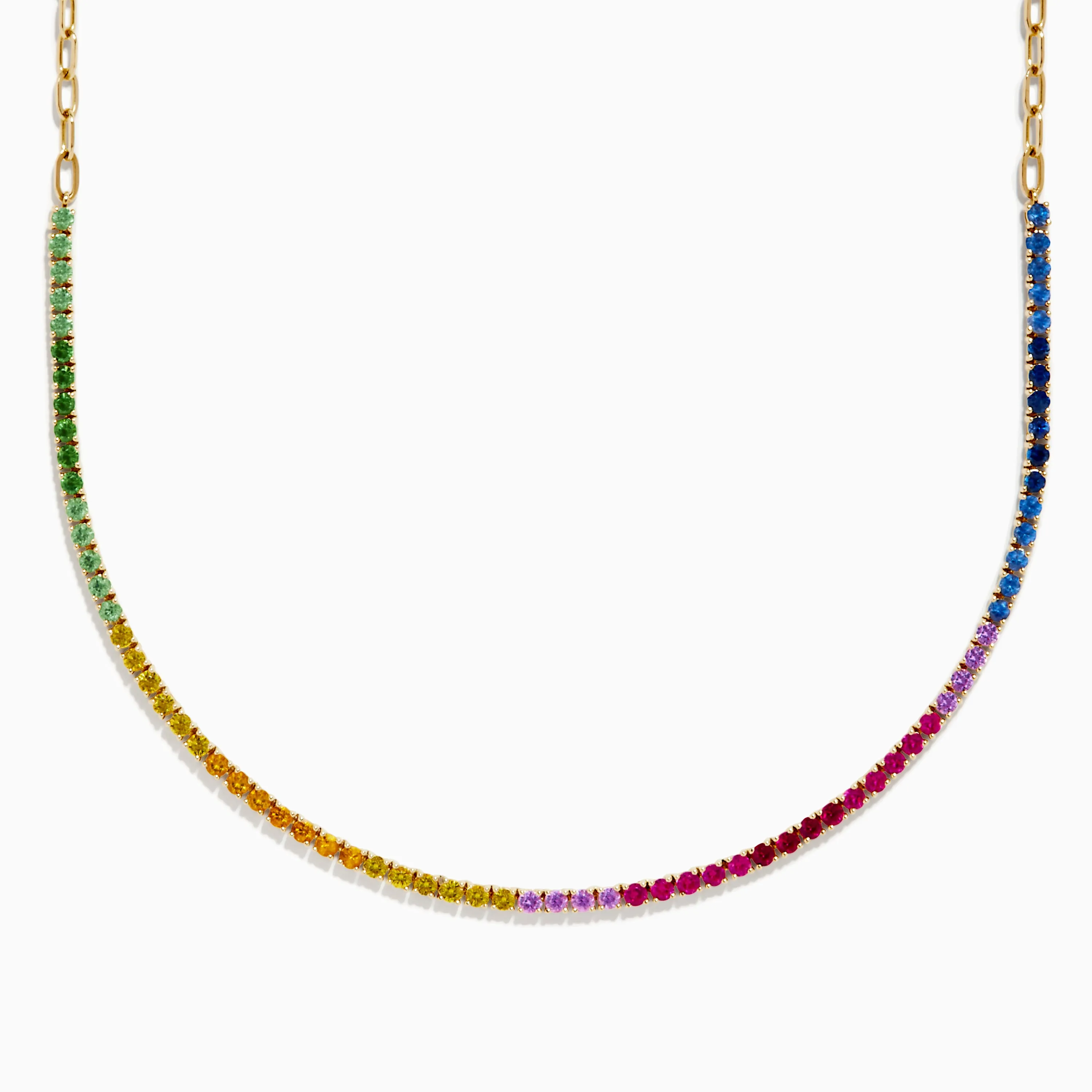 Watercolors 14K Yellow Gold Multi Sapphire, Ruby, & Tsavorite Necklace