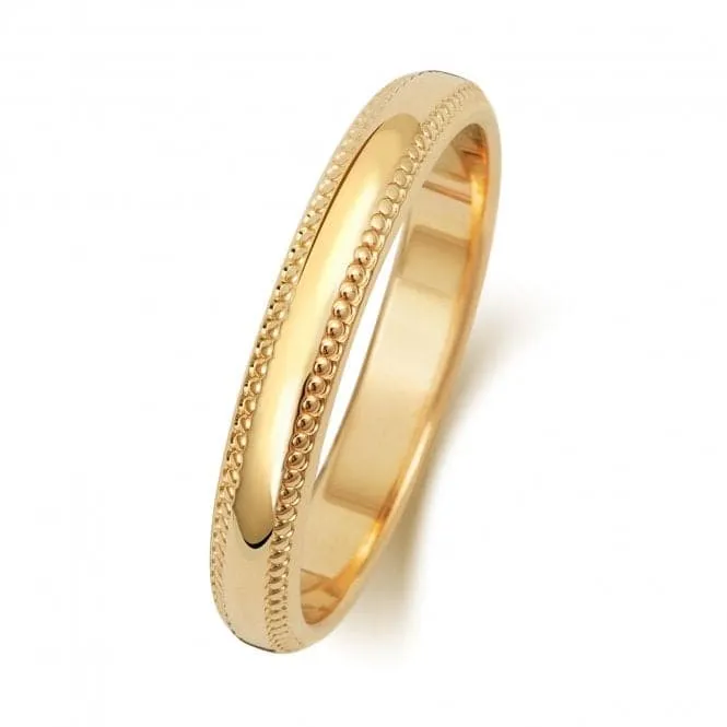 Wedding Band 9K D Shape Millgrain3 mm-1.15 Wedding  Ring W183L