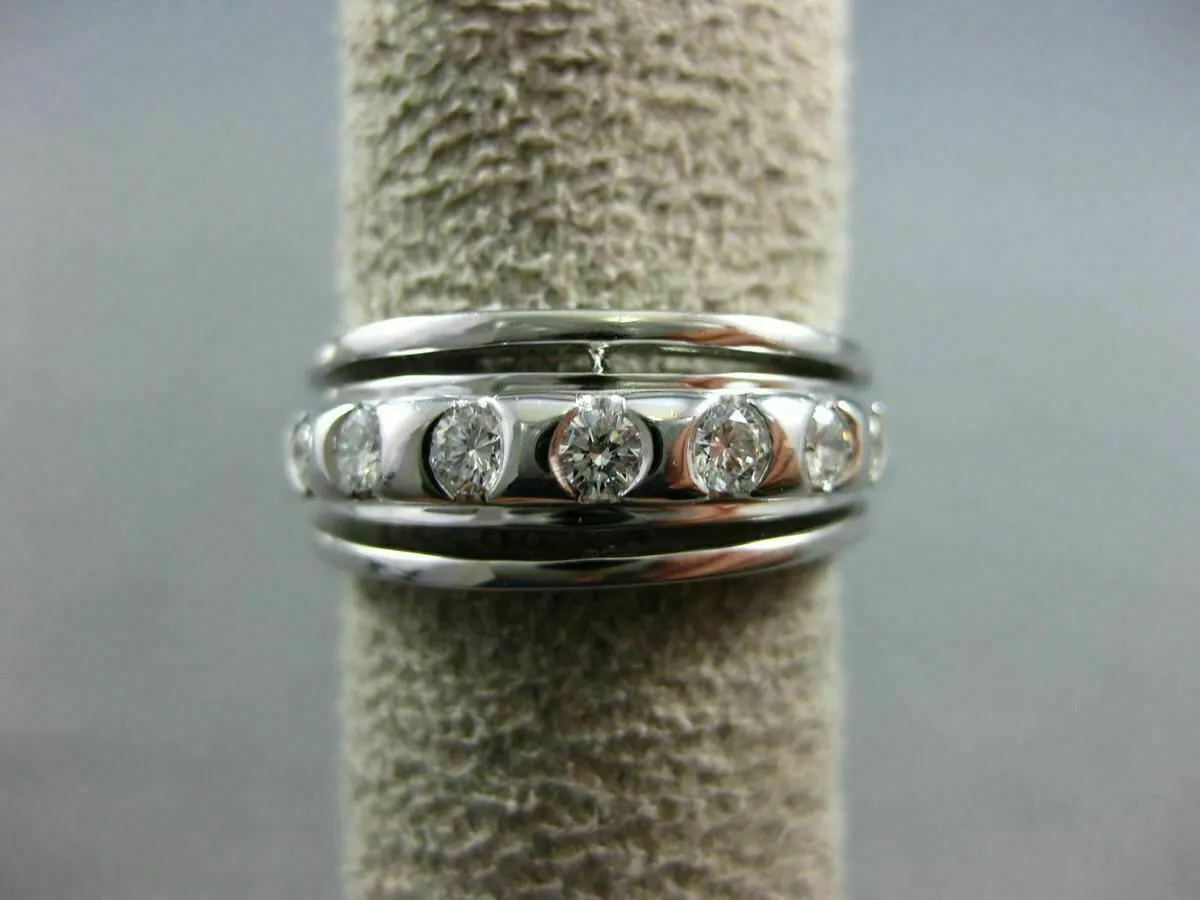 WIDE .60CT DIAMOND 14KT WHITE GOLD ETOILE SEMI ETERNITY WEDDING ANNIVERSARY RING