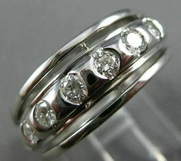 WIDE .60CT DIAMOND 14KT WHITE GOLD ETOILE SEMI ETERNITY WEDDING ANNIVERSARY RING