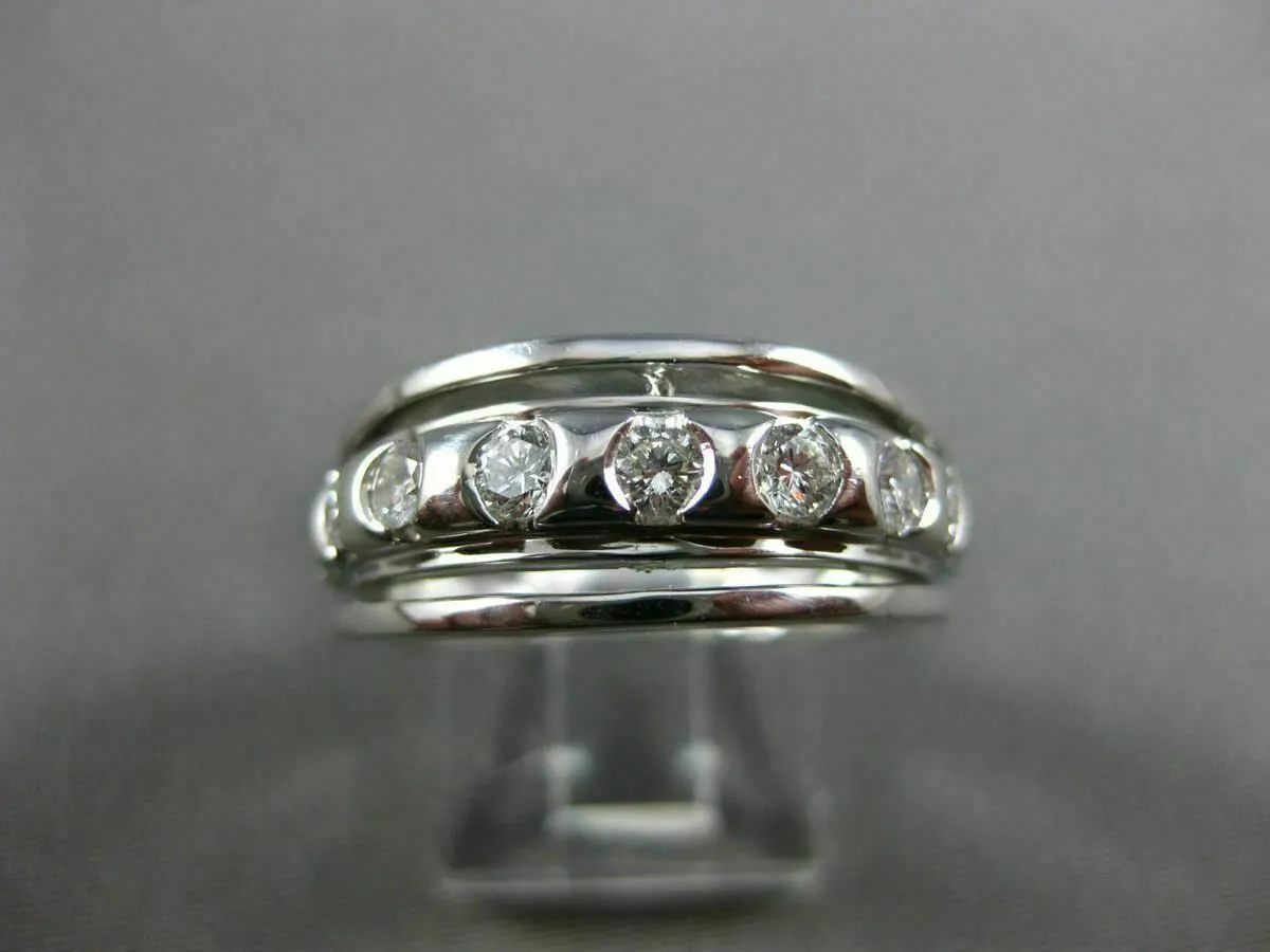 WIDE .60CT DIAMOND 14KT WHITE GOLD ETOILE SEMI ETERNITY WEDDING ANNIVERSARY RING