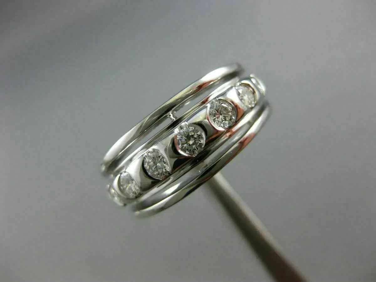 WIDE .60CT DIAMOND 14KT WHITE GOLD ETOILE SEMI ETERNITY WEDDING ANNIVERSARY RING