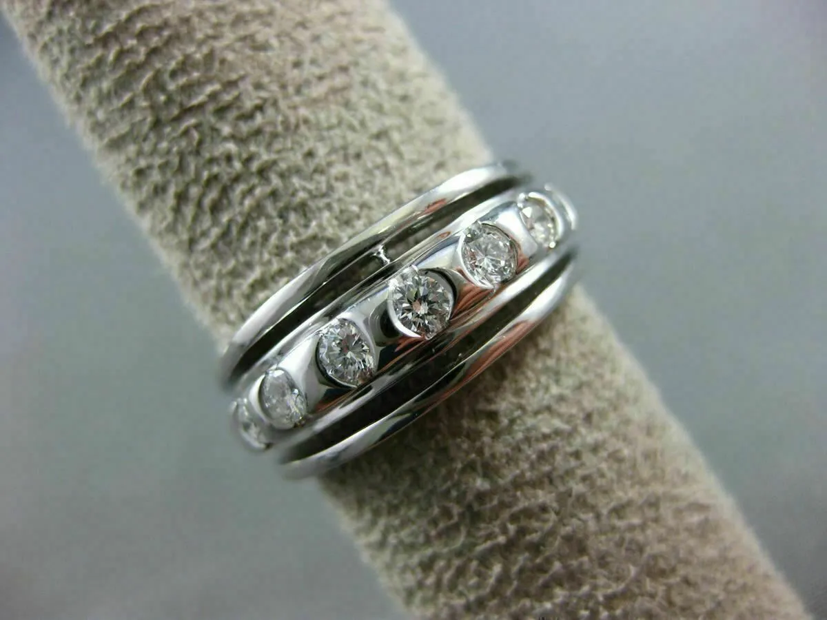 WIDE .60CT DIAMOND 14KT WHITE GOLD ETOILE SEMI ETERNITY WEDDING ANNIVERSARY RING