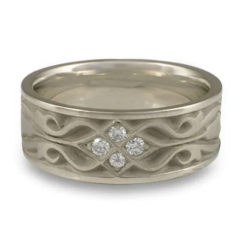 Wide Tulip Braid Wedding Ring with Diamonds in Palladium