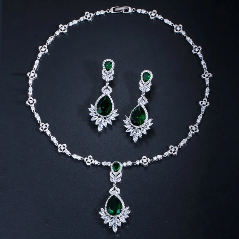 Women's Semi-Precious Stones Cubic Zirconia Wedding Jewelry Sets