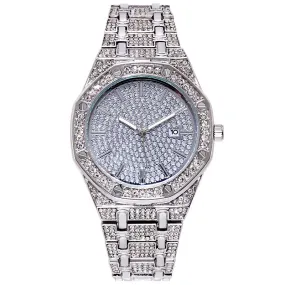 Women's Watch Diamond Alloy Fashion Calendar Steel Belt Men's Quartz Wrist Watch