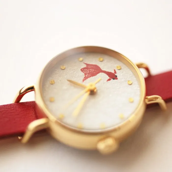 Women's Wristwatch - Goldfish, Japanese handmade wrist watch