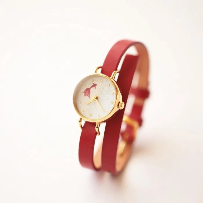 Women's Wristwatch - Goldfish, Japanese handmade wrist watch