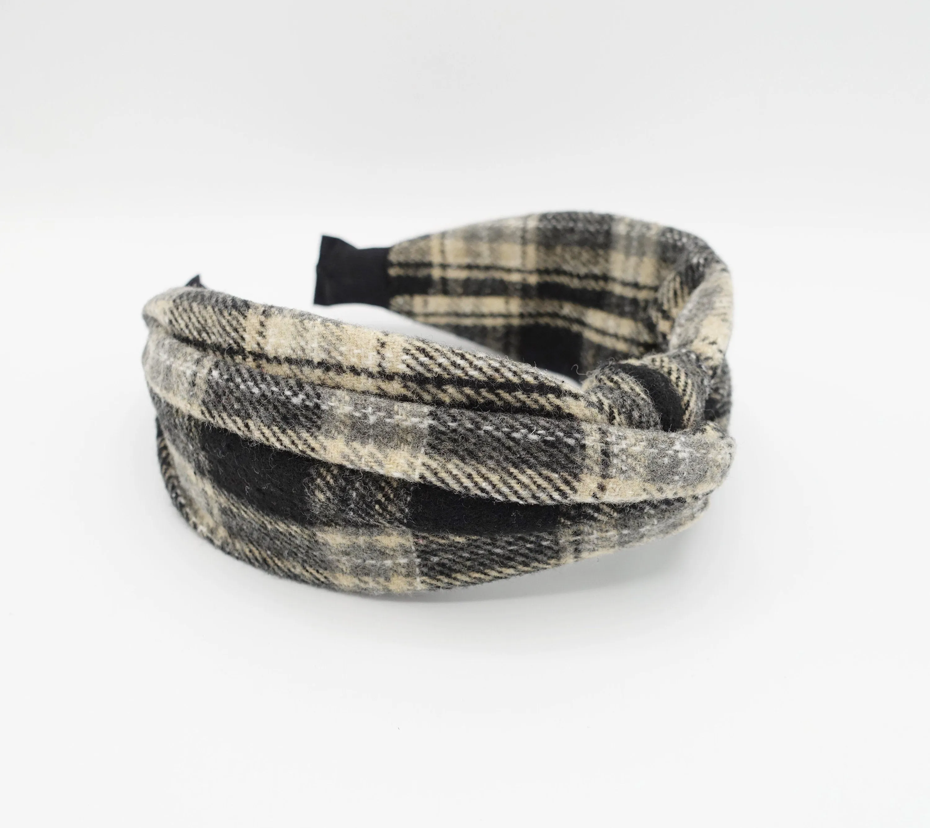 woolen plaid headband cross twist hairband Winter hair accessory for women