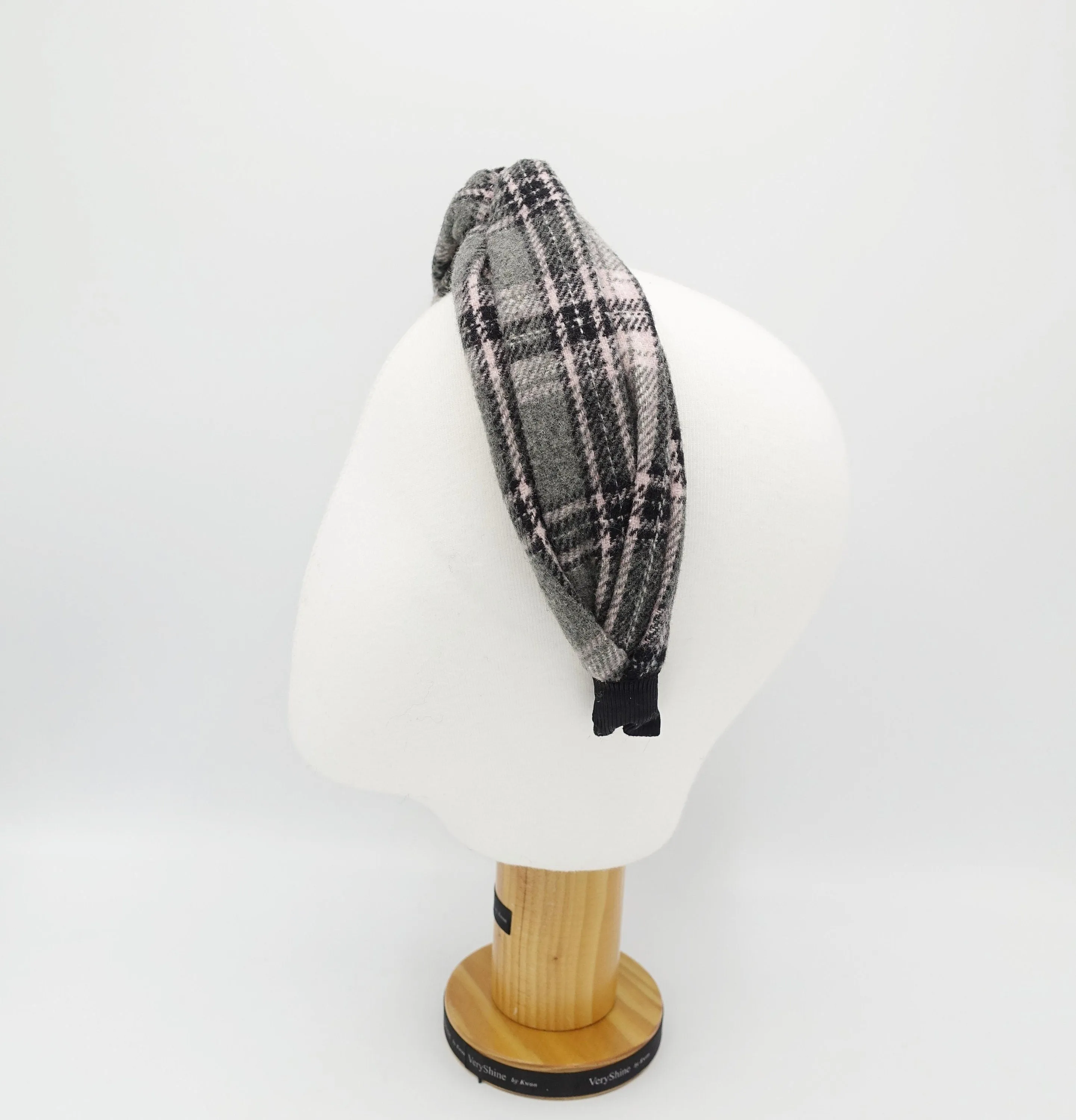 woolen plaid headband cross twist hairband Winter hair accessory for women