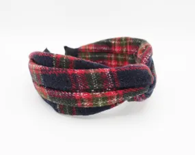 woolen plaid headband cross twist hairband Winter hair accessory for women