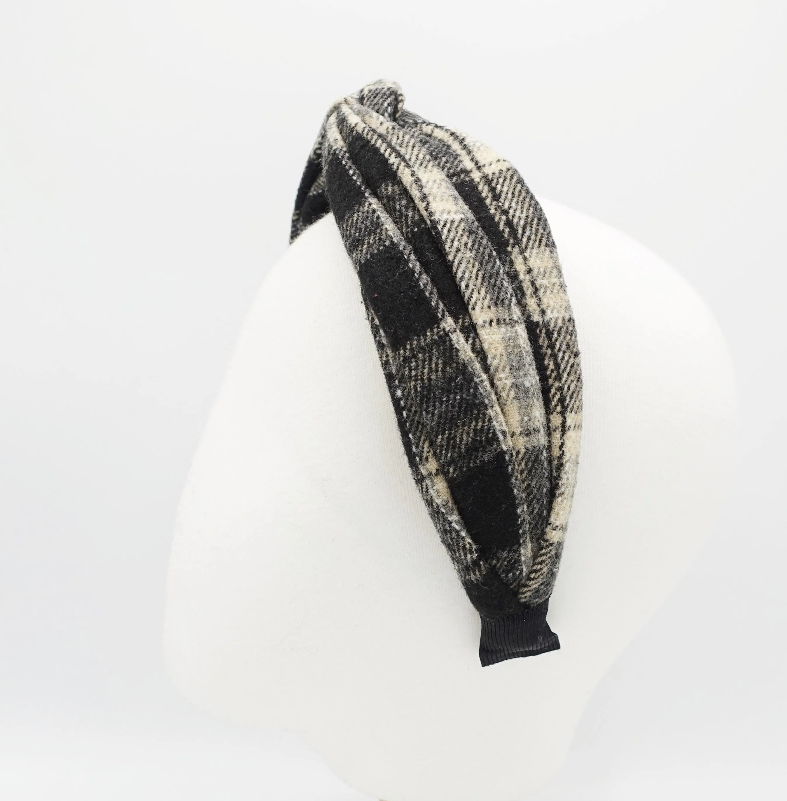 woolen plaid headband cross twist hairband Winter hair accessory for women