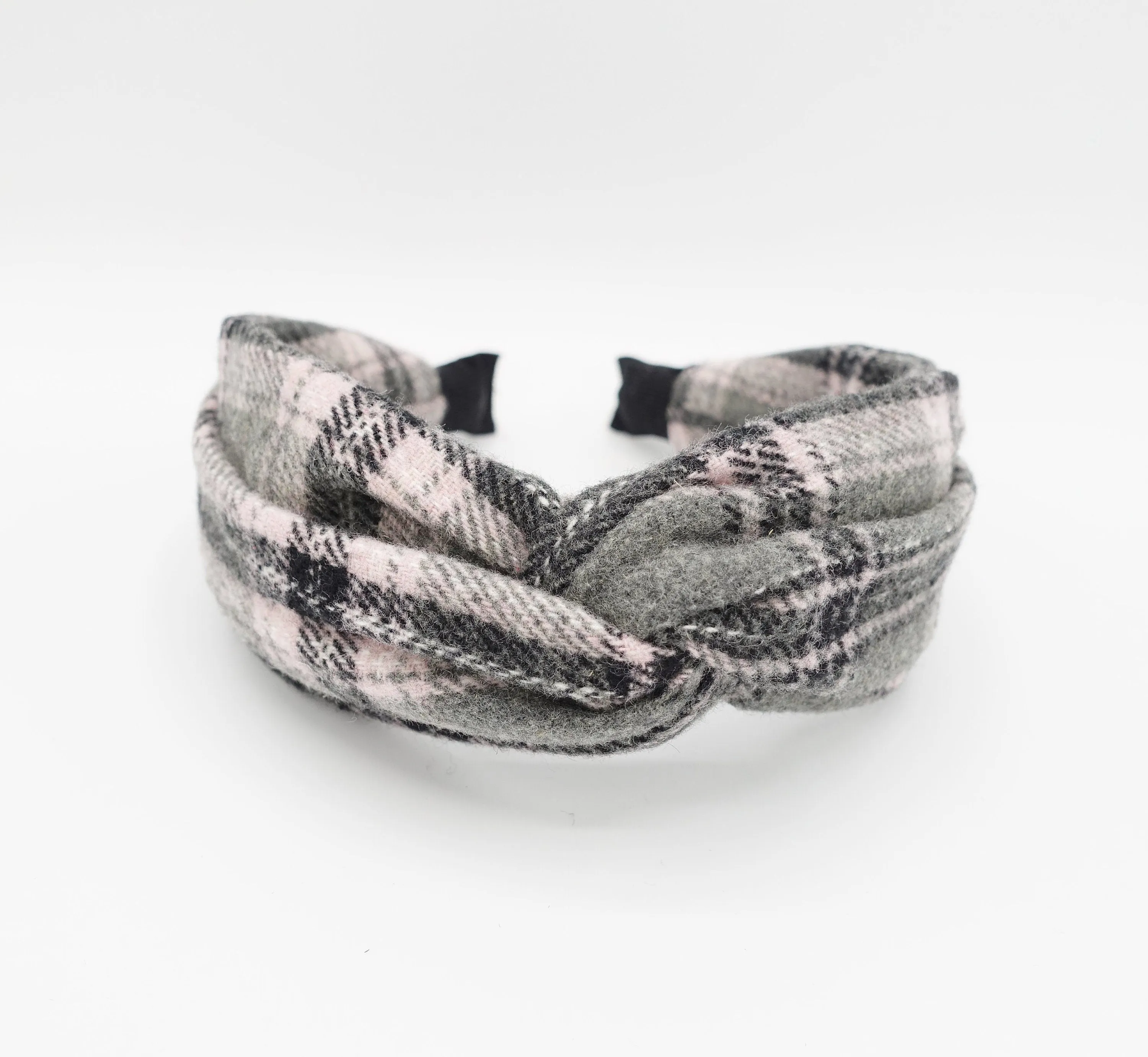 woolen plaid headband cross twist hairband Winter hair accessory for women