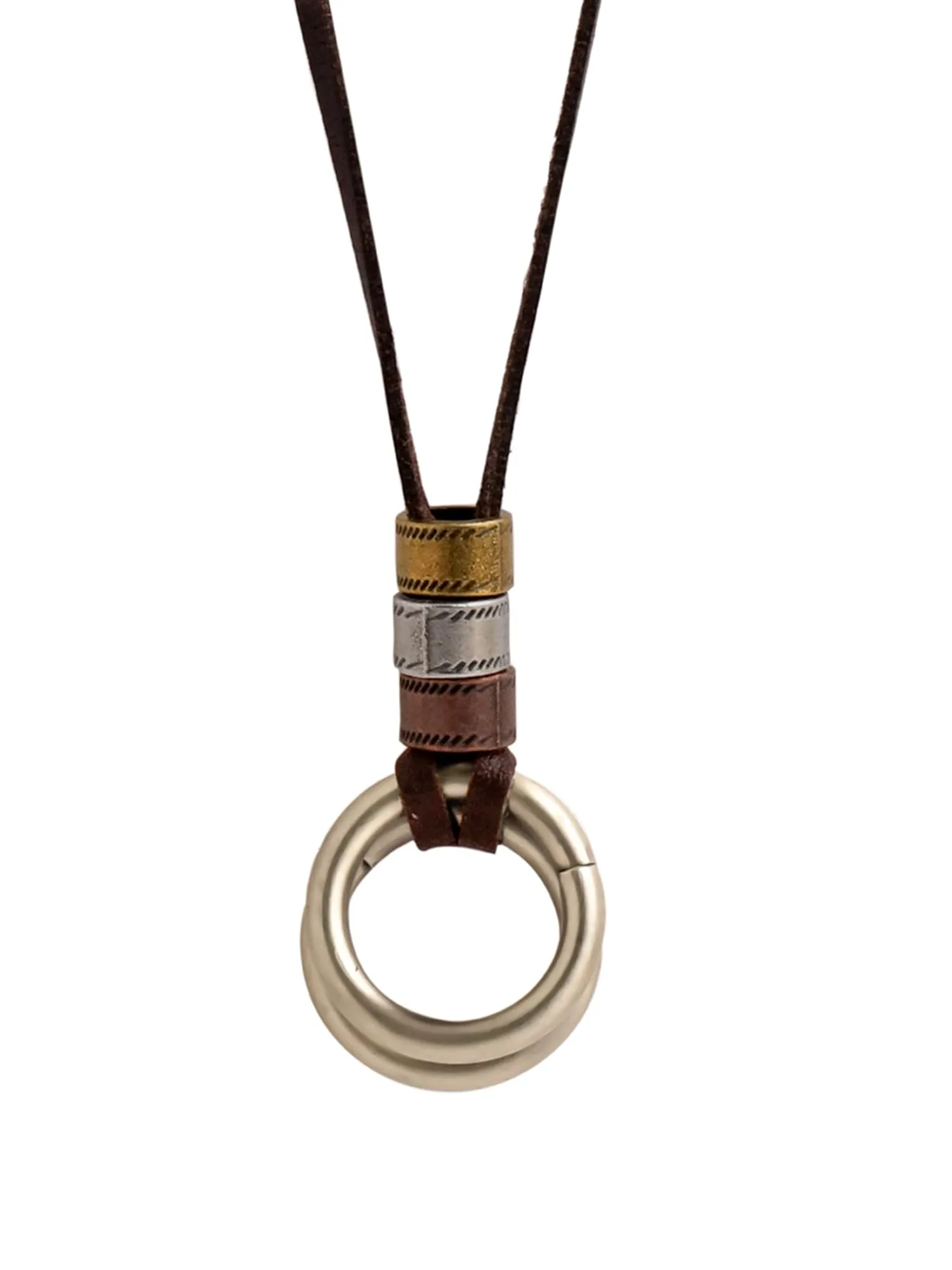 Yellow Chimes Leather Pendant for Men | Fashion Locket Pendants for Men | Round Shaped Pendant Necklace | Brown Leather Rope Chain for Boys | Accessories for Men | Birthday Gift for Men & Boys