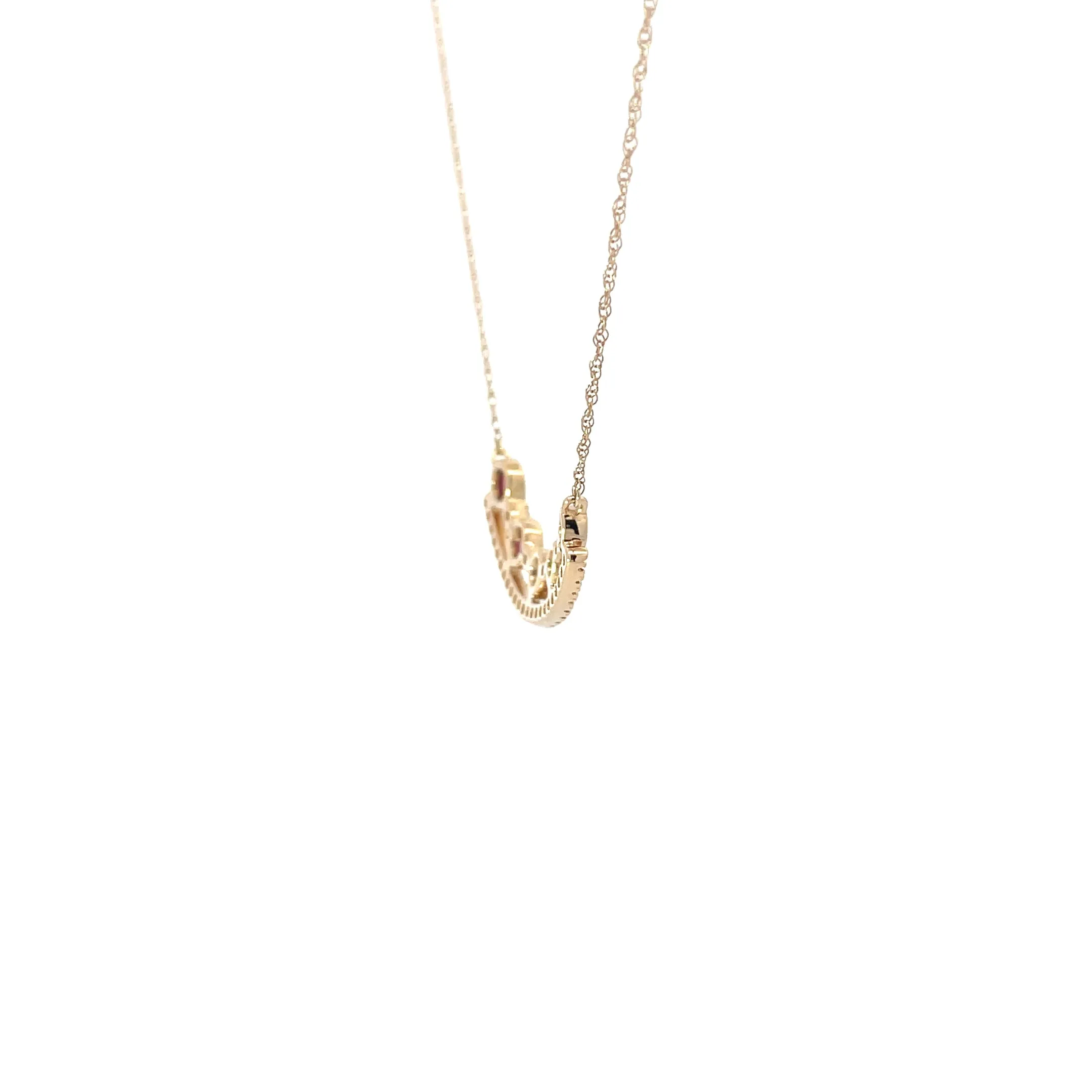 Yellow Gold Diamond Ruby Bar Pendant Necklace