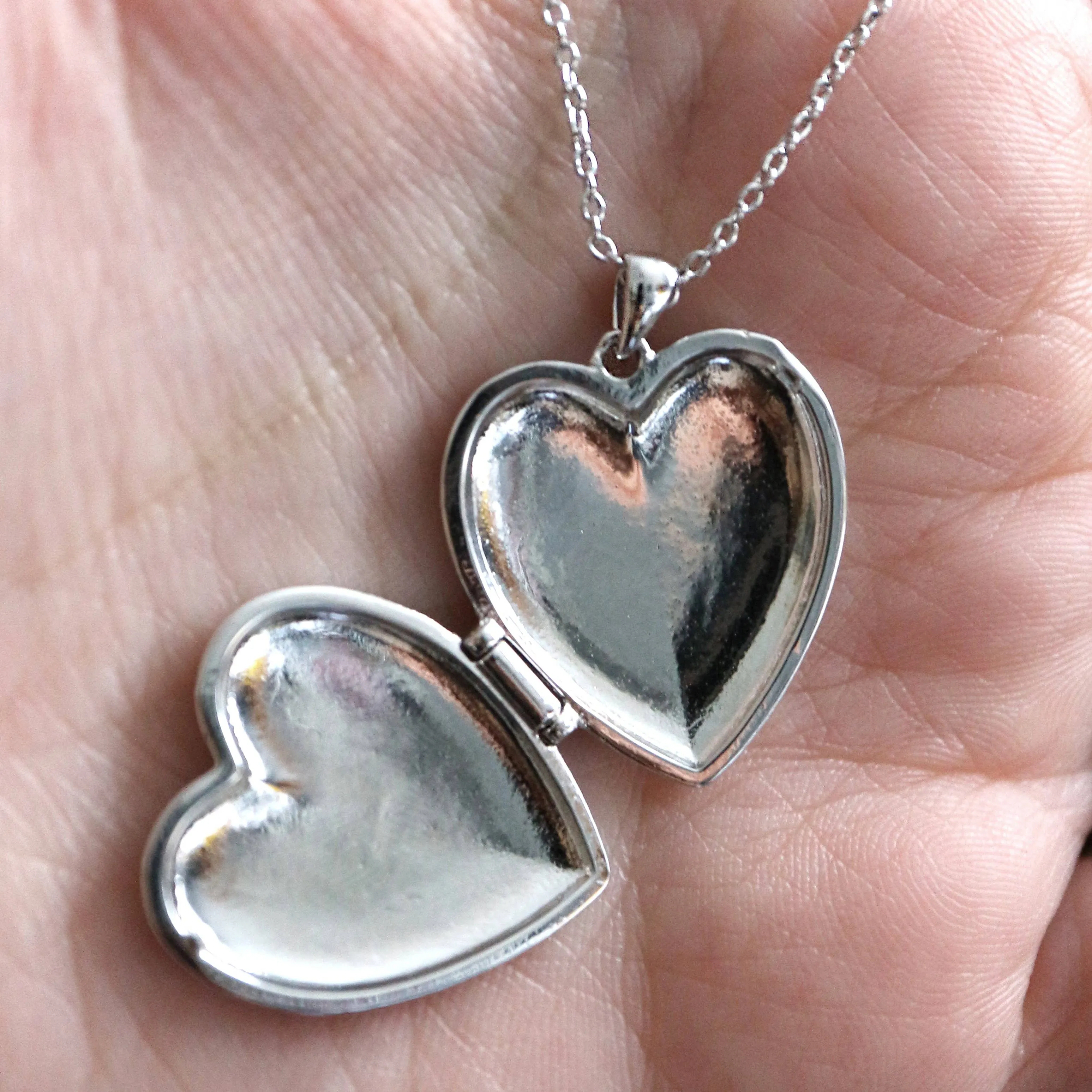 You & Me' Heart Locket Necklace: Silver